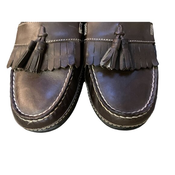 Chaps Men’s Loafers 10.5M Brown Leather Tassel Slip On Dress Shoes 96-26098 - Picture 4 of 16